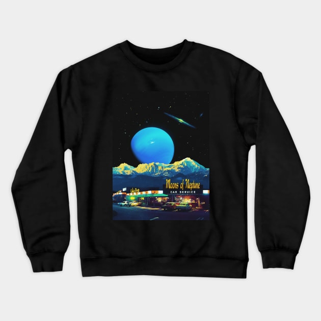 Moons Of Neptune Car Service Crewneck Sweatshirt by jessgaspar